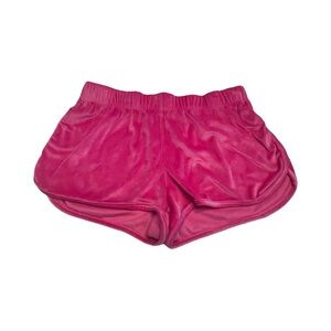 Juicy Couture Women’s Track Shorts Big Bling Pink Velour Pull On Y2K Size Medium